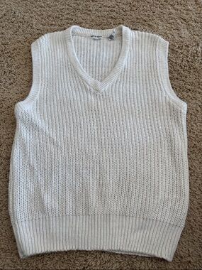 Saturdays Womens Creamy White V-Neck Knit Sweater Vest, sz L